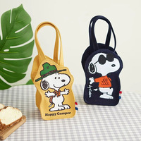 Bolso de Mano Mini de Lona con Diseño de Snoopy, Bolsa para Botella de Agua con Dibujos Animados, Bolsa Portátil para Teléfono Celular, Mini Bolso Tote para Niños y Estudiantes