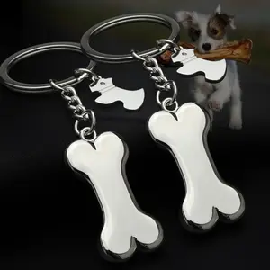 Ilver-llaveros de metal personalizados para bolso, accesorios de cadena con logotipo de hueso de perro