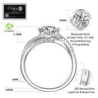 Bagues de fiançailles vintage en argent sterling 925 avec diamants Moissanite couleur D, pureté VVS1, 0,5 ct, 1,0 ct, 1,5 ct, pour femmes, vente en gros