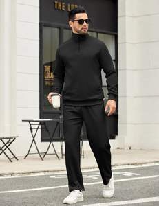 COOFANDY Heren Vintage Stijl 2-delige Luipaardprint 100% Nylon Trainingspak Set met Kwart-Rits Pullover en Wijde Pijpen Joggingbroek - Product Image 5