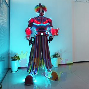 Disfraz de <span class=keywords><strong>robot</strong></span> payaso LED para caminar sobre zancos, fiesta Rave de carnaval, puesta en escena, ropa luminosa, traje para Bar, Club nocturno, baile Led - Product Image 2
