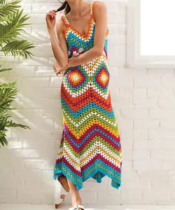 Vestido largo <span class=keywords><strong>de</strong></span> ganchillo sin mangas para mujer, ropa <span class=keywords><strong>de</strong></span> playa, cuadrado, para <span class=keywords><strong>verano</strong></span> - Product Image 1