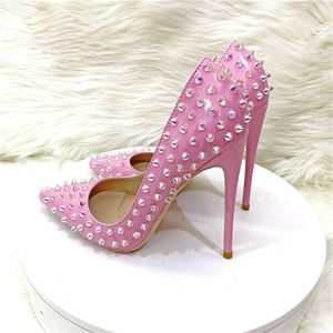 Sandales de grande taille pour femmes, chaussures à bout pointu, cloutées, rivets, nouvelle mode, talons hauts de luxe pour femmes - Product Image 2