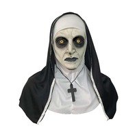 Masque en latex de religieuse maléfique pour adultes, accessoire de costume de cosplay d'Halloween, films d'horreur, HADR-005