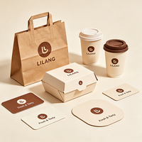 Kraft Paper Coffee Cups Disposable with Lids Custom Printed Logo Eco-Friendly Hot Drink Paper Cups for Coffee Shop