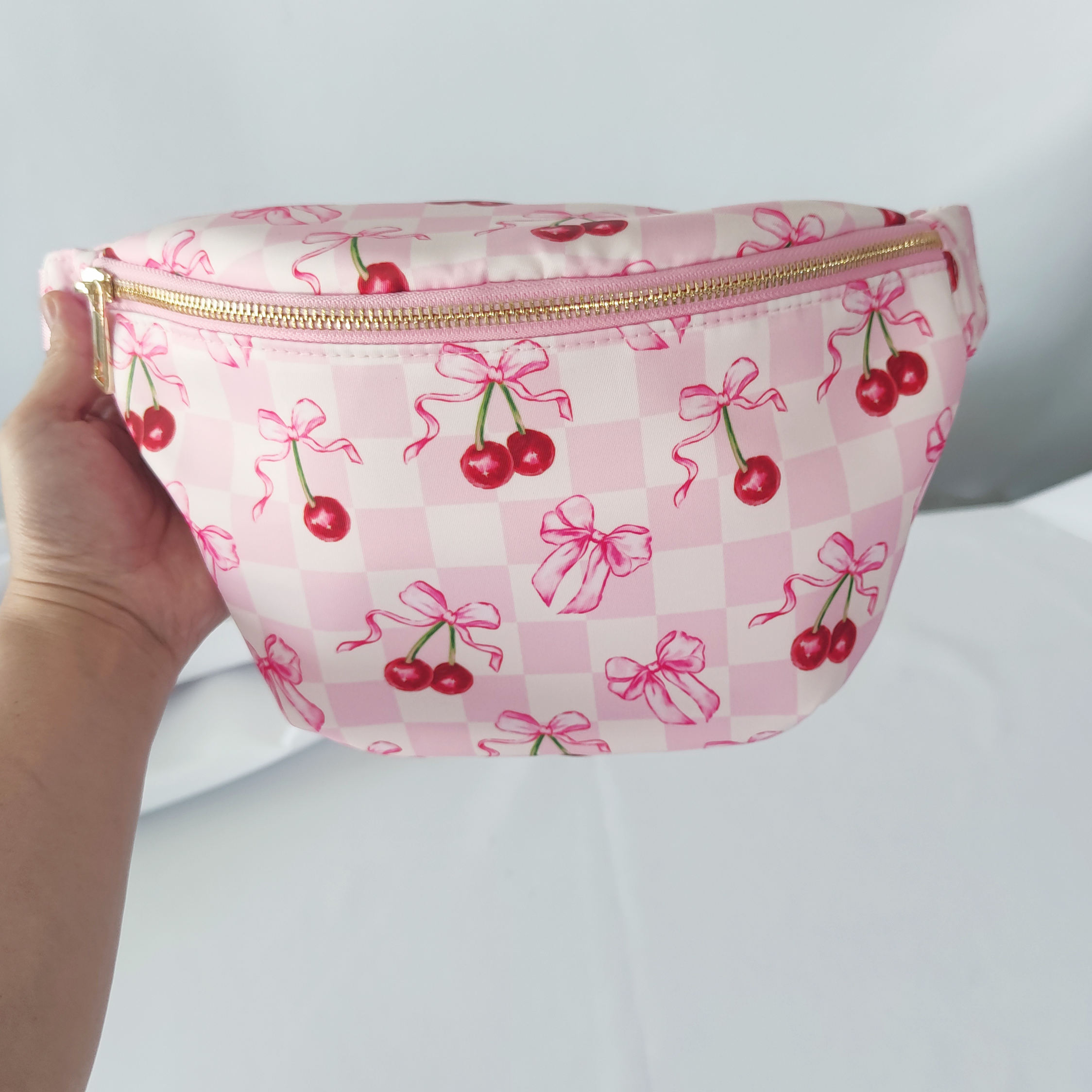 Grand sac banane imprimé cerise