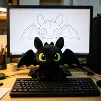 Peluche personnalisée Dragon Sans Dents, Poupée en peluche OEM, Transformez votre esquisse de design en échantillon de peluche moelleux réel pour la vente en gros et les cadeaux