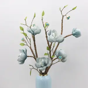 Cabeças de flores de espuma de Magnólia artificial, caule único, Magnólia para decoração de casa