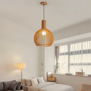 Candelabro artesanal tejido de bambú de estilo japonés, lámparas colgantes de jaula de pájaros Retro con personalidad creativa para restaurante