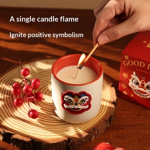Chinese Lion Dance Shaped Scented Candle Jar National Trend Aroma Decor Home <b>Ornament</b> Birthday Wedding Souvenir Gift - Product Image 3