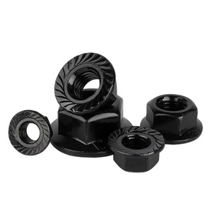 Écrou à bride hexagonale en acier noir A2-70 de qualité industrielle avec fond dentelé, utilisé pour les vélos d'extérieur - Product Image 4