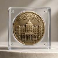 Pièce commémorative 3D personnalisée en relief, pièce de défi Hôtel Grand Heritage, cadeau souvenir de luxe, vente en gros, usine OEM ODM