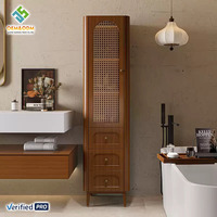 Ensemble de meuble de salle de bain mural avec robinet de lavabo incurvé moderne en bois massif noir Juerte OEM 2025 avec miroir LED pour chambre à coucher