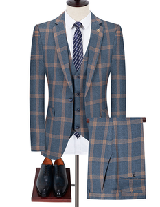 <span class=keywords><strong>Costume</strong></span> d'affaires en laine italienne à carreaux <span class=keywords><strong>de</strong></span> haute qualité pour hommes - Product Image 5