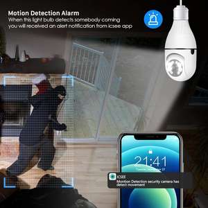 Caméra Ampoule de Sécurité IP WiFi 3MP E27 avec Suivi Automatique Humain IA à 360 Degrés et Vision Nocturne Couleur - Product Image 2