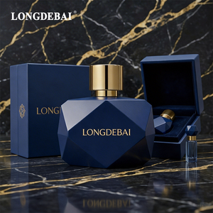 Luxury Irregular Perfume Glass <b>Bottle</b> <b>Empty</b> Crimp Blue 30ml 50ml 100ml Perfume <b>Bottle</b> With Gold Zamac Cap - Product Image 1