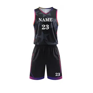 Latest design embroidery polyester plus size girl basketball set custom your own design team polyester men's basketball uniform