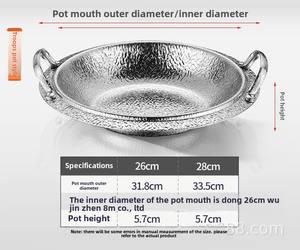 Sartén de paella de acero inoxidable martillado antiadherente Sukiyaki, olla caliente seca, sartén española, olla para mariscos con asas dobles - Product Image 3