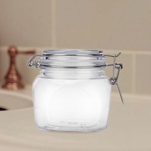 Fuyun, 380Ml, <span class=keywords><strong>tarro</strong></span> hermético cuadrado de plástico transparente, Clip de Metal transparente vacío personalizado, superventas para el cuidado cosmético de la piel - Product Image 2