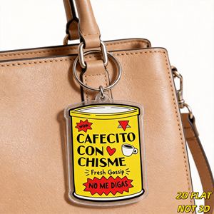 Portachiavi in Acrilico 'Cafecito Con Chisme', Charm Leggero e Divertente a Tema <span class=keywords><strong>Gossip</strong></span> - Product Image 4