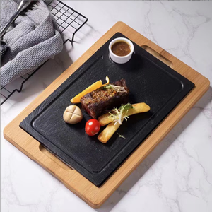 Hotel Antik <span class=keywords><strong>SLATE</strong></span> bambu hitam dan kayu Barat restoran piring Steak piring - Product Image 1