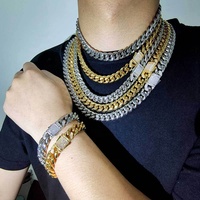 Bijoux hip hop en gros collier en acier inoxydable chaîne cubaine dorée pour homme