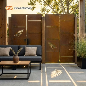 Paravent de jardin moderne en acier Corten, résistant aux intempéries, écologique, rustique, orange, rectangulaire, ornement pour la décoration de jardin - Product Image 3