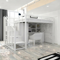 Lit superposé surélevé en métal au design moderne 1500x2000mm avec garantie d'un an pour dortoir, entreprise, appartement, école