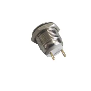 16mm Flat Head Latching 1NO 220V Stainless Steel Metal Push Button Switch With Connector And Cable