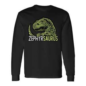 T-shirt à manches longues personnalisé Zephyr Saurus avec nom de dinosaure T-Rex, t-shirt promotionnel personnalisable - Product Image 2
