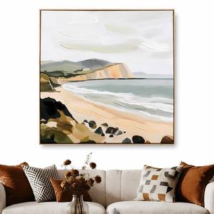 Pintura Abstracta de Paisaje Costero en Oferta, Escena de Acantilados junto al Mar, Lienzo Texturizado, Arte de Pared - Product Image 5