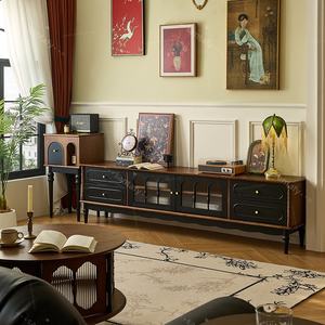 Meuble TV en bois massif de style mid-century, design multi-niveaux, gain de place, pour salon, salle à manger, multifonctionnel - Product Image 3