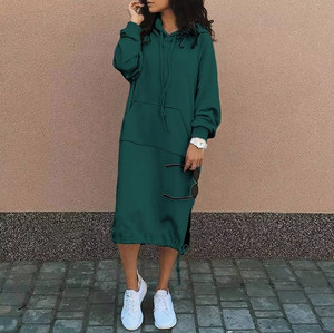 2025 grande taille 5xl automne femmes à capuche <span class=keywords><strong>robe</strong></span> mode à manches longues couleur unie cordon ourlet <span class=keywords><strong>sweat</strong></span> <span class=keywords><strong>robe</strong></span> - Product Image 6