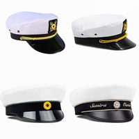 Sombrero de Capitán Bordado de Alta Calidad para Fiestas, Accesorios de Disfraces de Carnaval, Sombrero de Marinero de Yate para Adultos en Venta