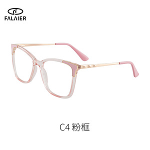 Monturas de Gafas Cat Eye FalaiEr C4 Rosa con Protección Anti Luz Azul para Mujer, Montura Completa de Material TR90, Estilo Europeo - Product Image 1