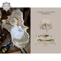 Canapé en cuir suspendu au style européen royal, ensemble de sofa classique victorien en en bois massif sculpté, de luxe