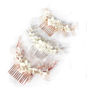 Peigne de cheveux de mariée en porcelaine blanche, vintage RE3737, fait à la main, perles en cristal, pour mariage, ornements de princesse, demoiselle d'honneur - Product Image 4