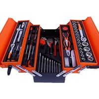 Ensemble d'outils de réparation automobile de 85 pièces, grande boîte à outils pliable à 3 niveaux, jeu de clés à douilles épaissies, kit complet