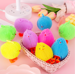 Bestseller Cartoon Glowing Chick Furry <b>Ball</b> <b>Squeezing</b> Toy Kids' 5-7 Years Stress Relief Wholesale Supply for Street Vendors - Product Image 2