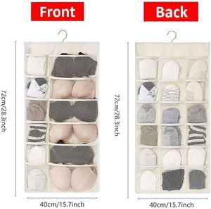 Closet Hanging Organizer with Mesh Pockets Rotating Metal Hanger Wall Shelf <b>Wardrobe</b> Storage Bags for Underwear Underpants Socks - Product Image 2