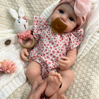 18 Zoll Silikon Reborn Babypuppe Mädchen LouLou mit glänzenden Augen, offenem Mund, weichem Spielzeug und eingewurzeltem Haar für Händler