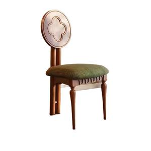 Retro Solid Wood Dining Chair Upholstered Green Seat For Dining Room Adult Use - Product Image 5