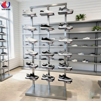 Présentoir rotatif en fer à 8 niveaux pour chaussures, détachable, avec roulettes et étagères