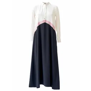 Stitching color design Islamic Clothing Fashion Front Open Kimono Arabic Style Dubai Muslim Abaya