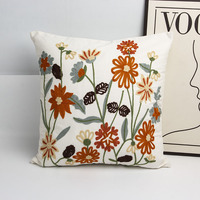 Housse de coussin rectangulaire en coton et lin brodé style campagnard français, vintage, pastoral, pour canapé, décoration de chambre
