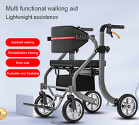 Fauteuil roulant manuel 4x4 en alliage d'aluminium pliable portable pour personnes âgées, aide à la marche en extérieur, hauteur réglable, béquilles, marcheur