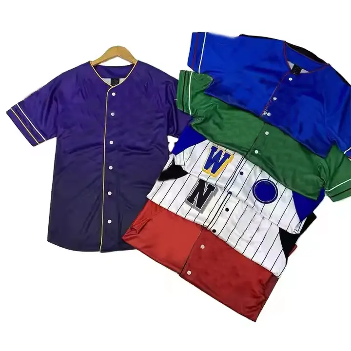 Camiseta de hip hop de tela de malla bordada personalizada, uniformes deportivos de equipo de béisbol y softbol, camiseta de béisbol de México con un solo botón