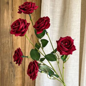 Vente directe en gros de magnifiques fleurs artificielles en soie bordeaux, décoration rétro pour mariage et jardinage, pour la fête des mères - Product Image 2