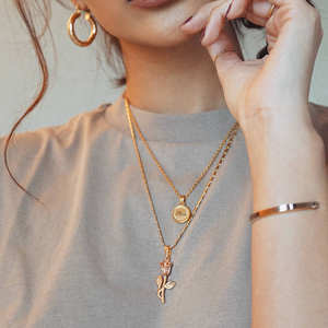 Collier en or pur 999.9, pendentif <span class=keywords><strong>à</strong></span> fleur de Rose séchée, en argent - Product Image 3