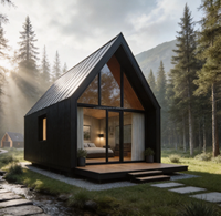 Maisonnette de luxe préfabriquée en bois de 20 pieds avec structure triangulaire en acier, pour logement forestier UE, avec salle de bain et salle de sport - En promotion